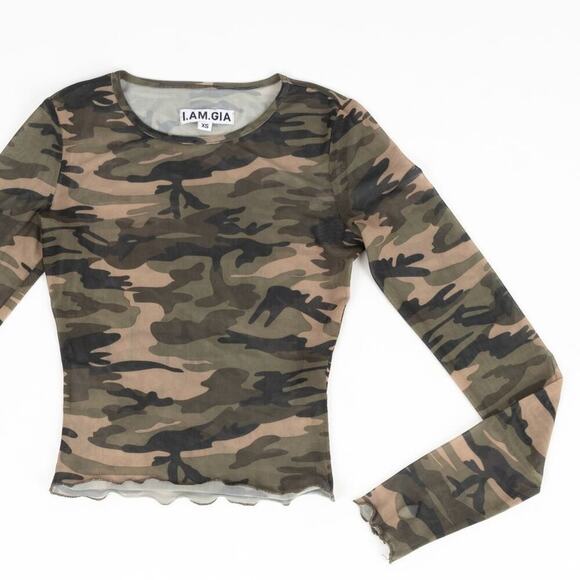 I Am Gia Suki Camo Mesh Top size small - Picture 1 of 6